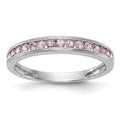 10K White Gold Pink Sapphire Band