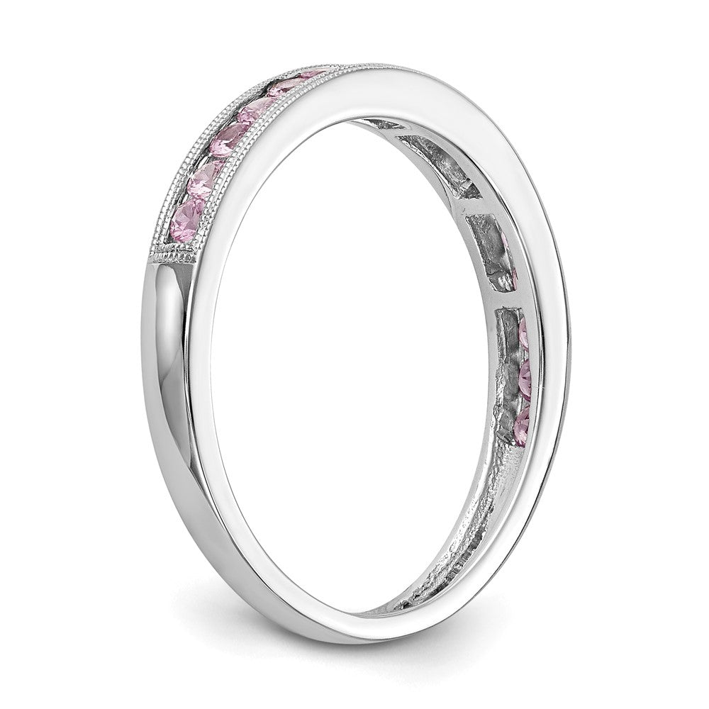 14k White Gold Pink Sapphire Band