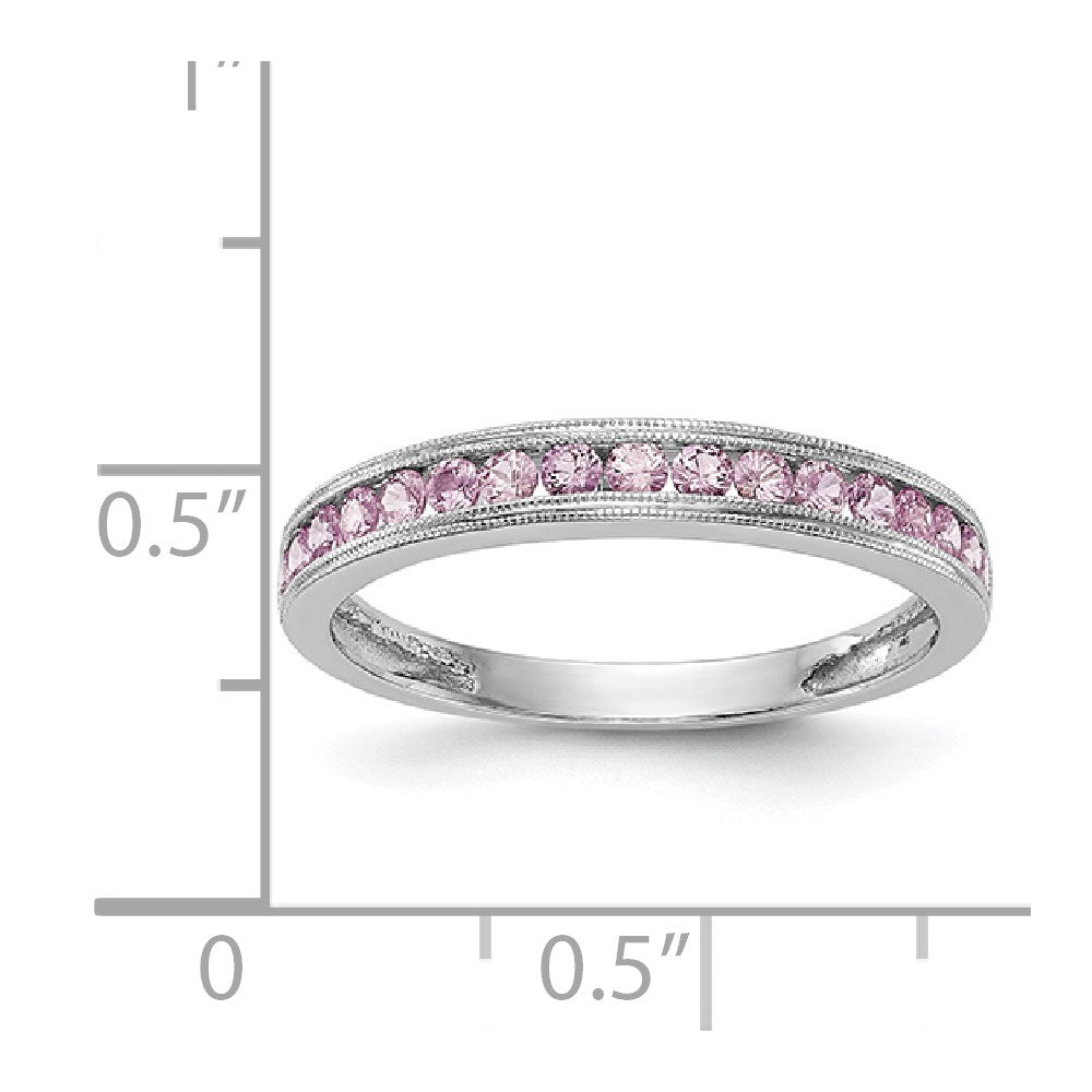 14k White Gold Pink Sapphire Band