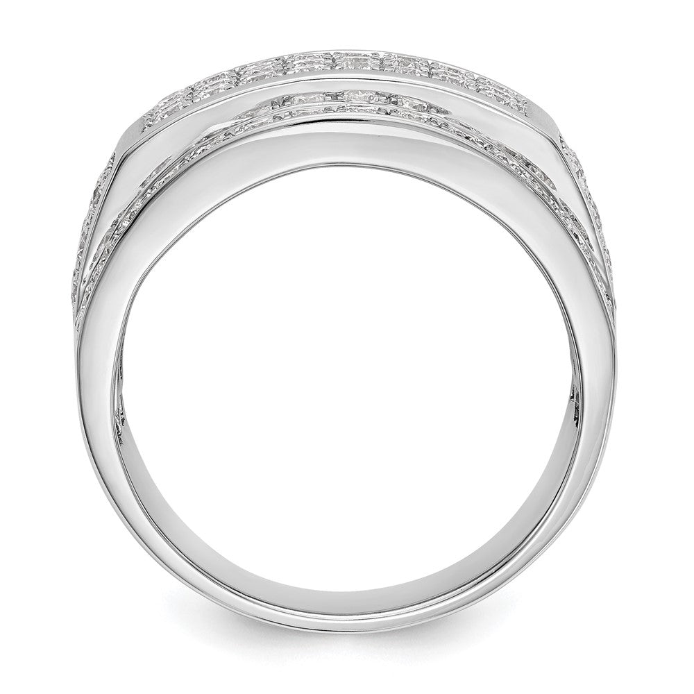 14K White Gold Diamond Men's Band