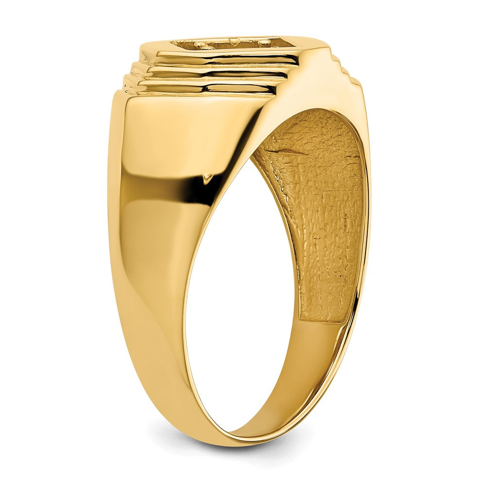 14k 1-Stone Fancy Polished Men's Diamond Ring Mounting