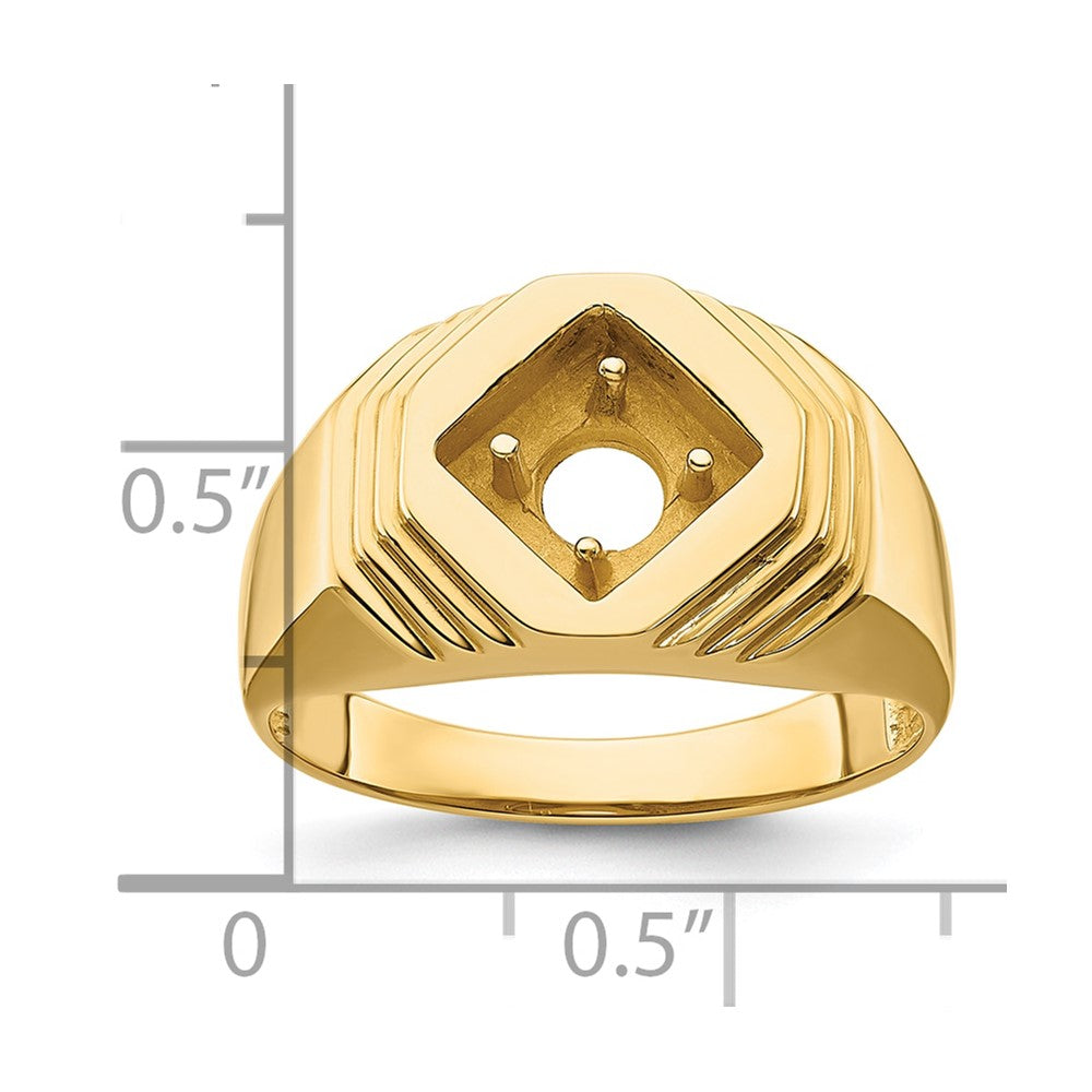 14k 1-Stone Fancy Polished Men's Diamond Ring Mounting