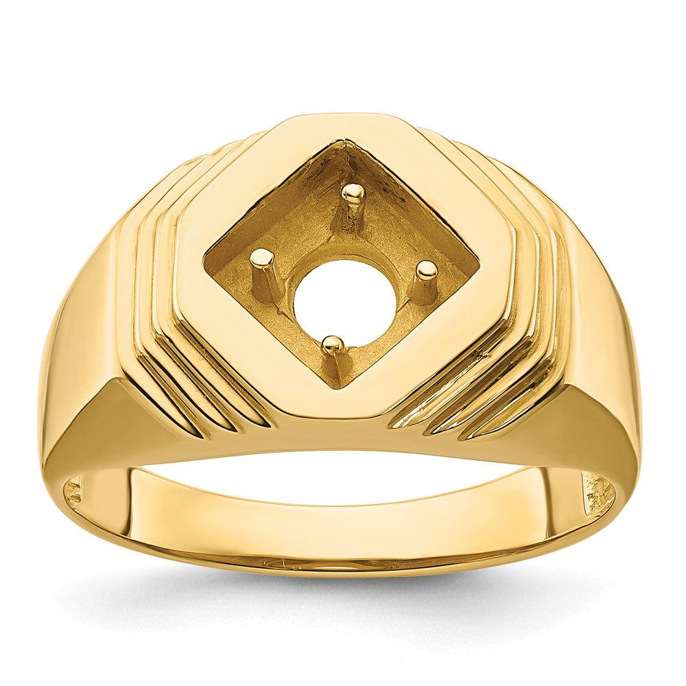 14k 1-Stone Fancy Polished Men's Diamond Ring Mounting