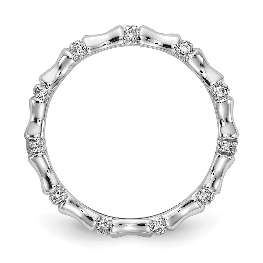 14k White Gold Diamond Fancy Bamboo Ring