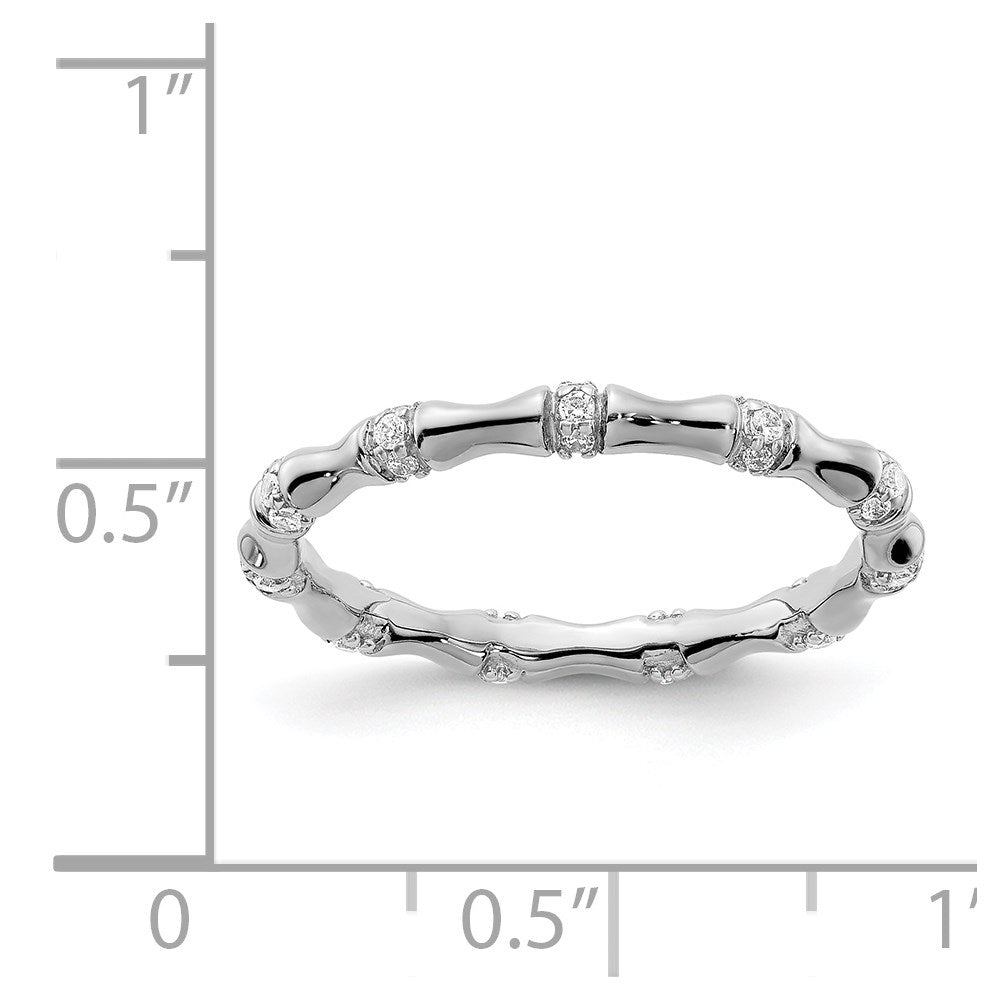 14k White Gold Diamond Fancy Bamboo Ring