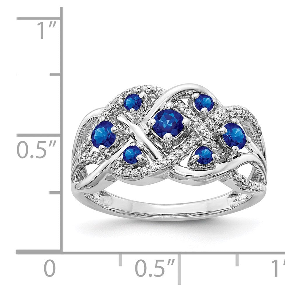 14k White Gold Diamond and Sapphire Fancy Ring