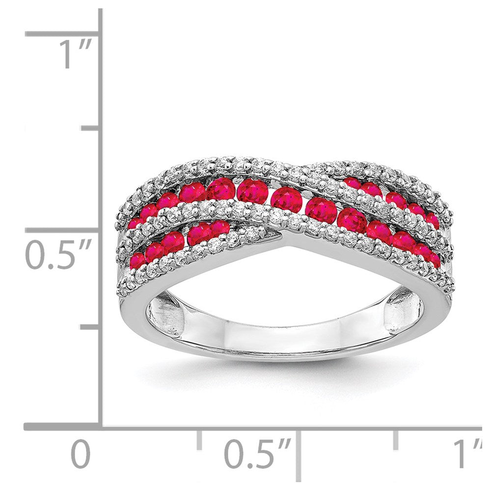 14k White Gold Diamond and Ruby Fancy Ring