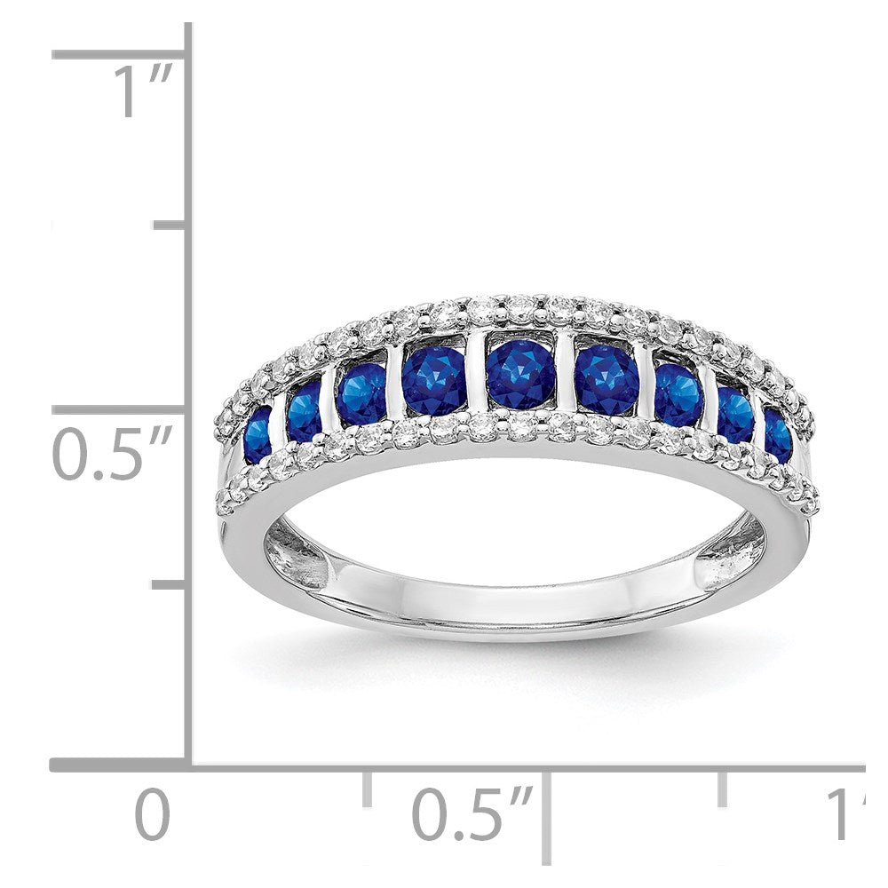 14k White Gold Diamond and Sapphire Fancy Ring