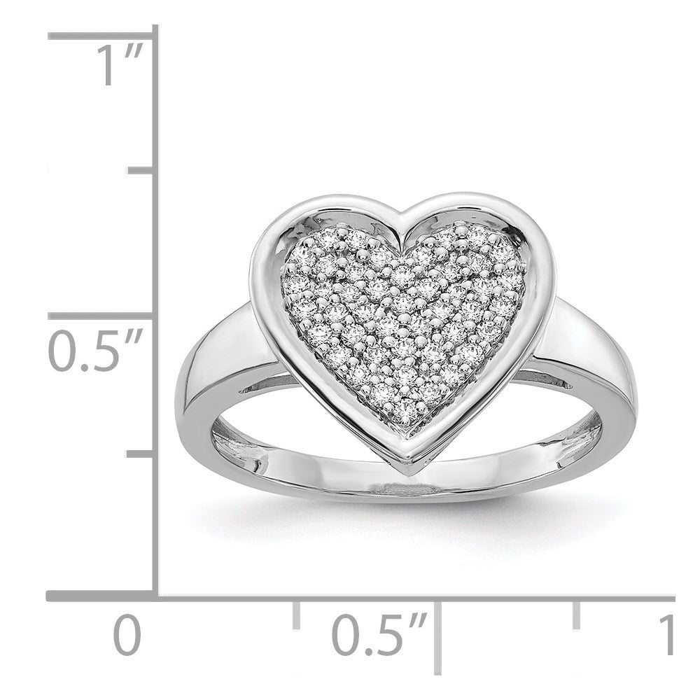 14k White Gold Diamond Fancy Heart Ring