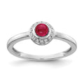 14k White Gold Diamond and Cabochon Ruby Ring