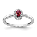 14k White Gold Diamond and Oval Cabochon Garnet Ring