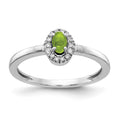 14k White Gold Diamond and Oval Cabochon Peridot Ring