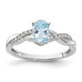 14K White Gold Oval Aquamarine and Diamond Ring