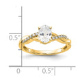 10k Oval White Topaz and Diamond Ring