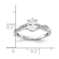 14K White Gold Oval White Topaz and Diamond Ring