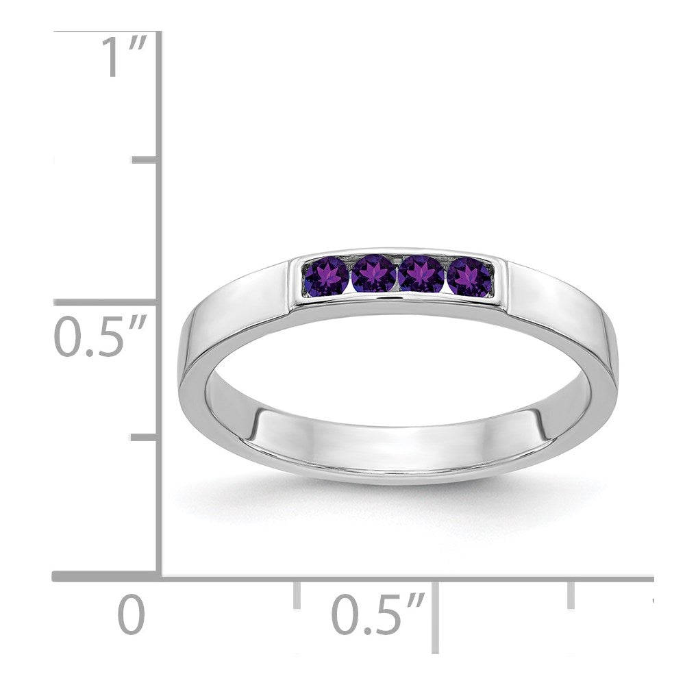 14k White Gold 4-stone Amethyst Band