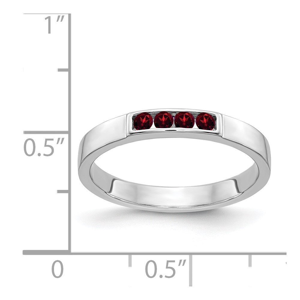 14k White Gold 4-stone Garnet Band