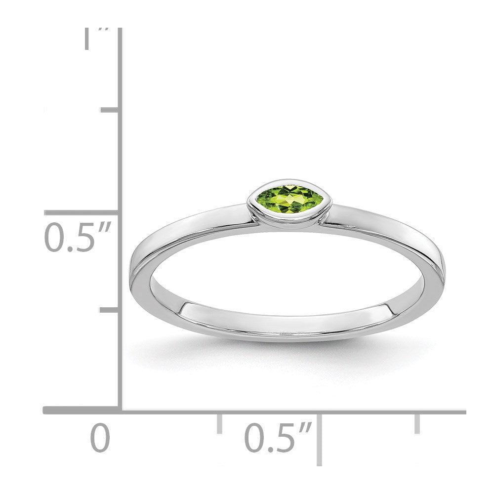 14k White Gold Bezel-set Marquise Peridot Ring