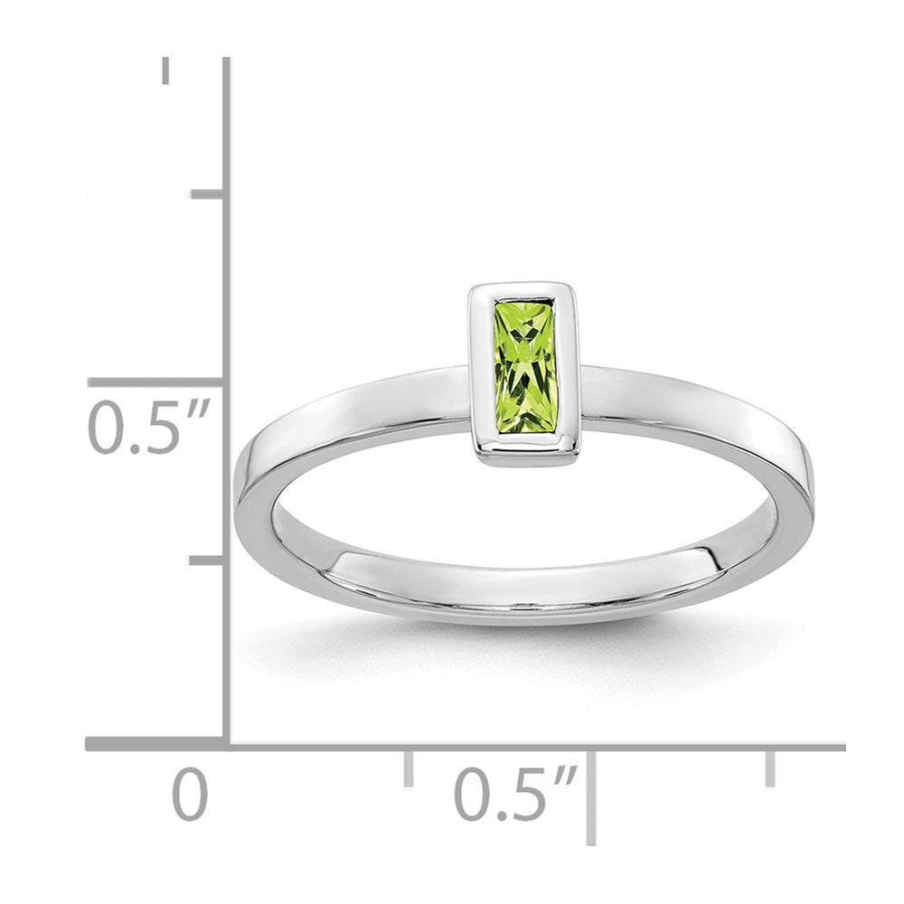 14k White Gold Bezel-set Peridot Ring