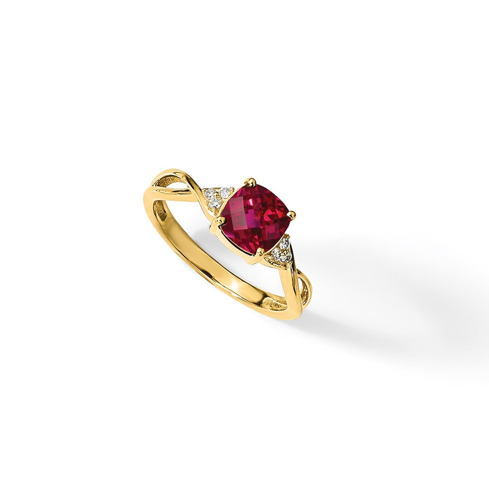 10k Checkerboard Created Ruby and Diamond Ring