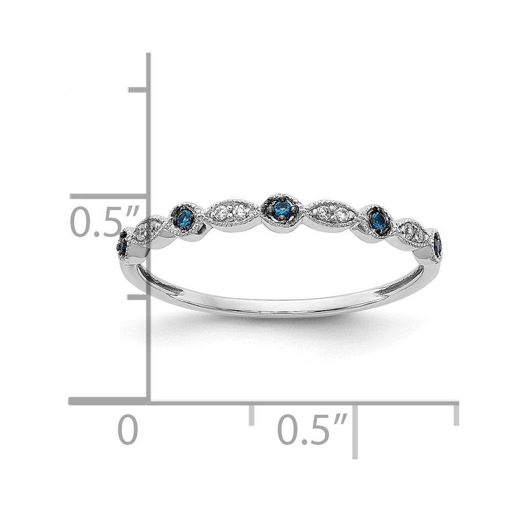 10k White Gold Blue/White Diamond Fancy Band
