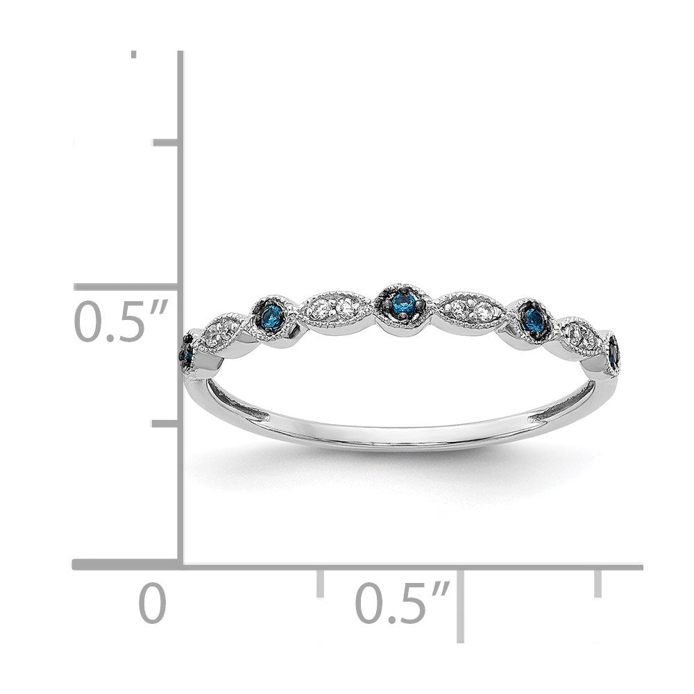 14k White Gold Blue/White Diamond Fancy Band
