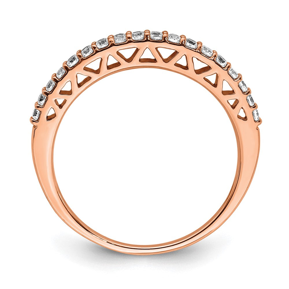 14k Rose Gold Polished Diamond Band
