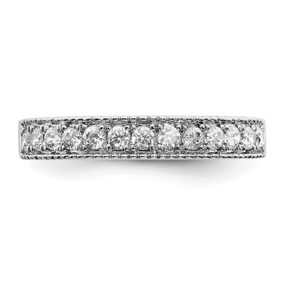 14k White Gold Diamond Beaded Edge Band