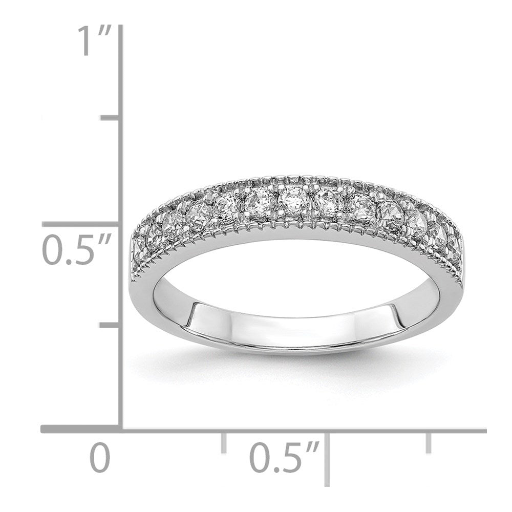 14k White Gold Diamond Beaded Edge Band