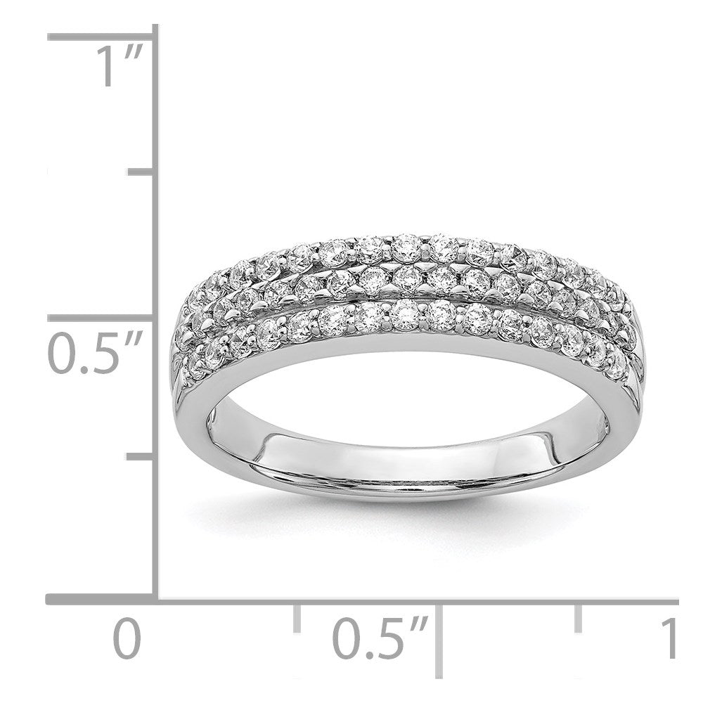 14k White Gold 3-row Diamond Band