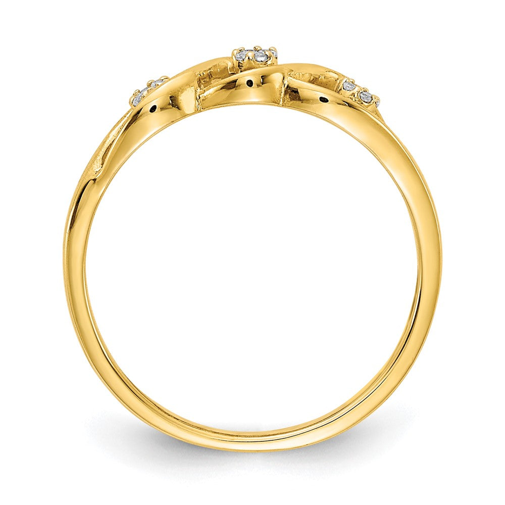 14k Gold Polished Diamond Wave Ring