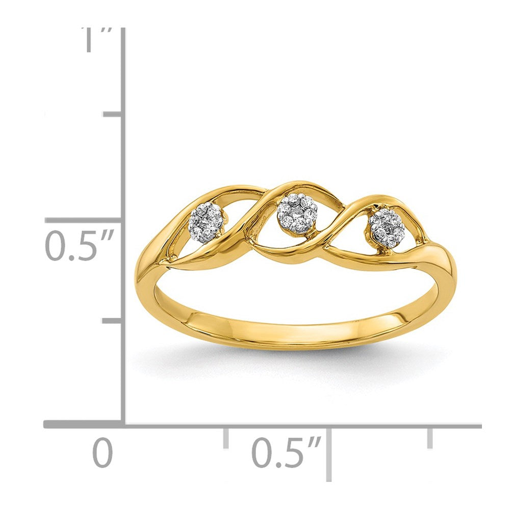 14k Gold Polished Diamond Wave Ring