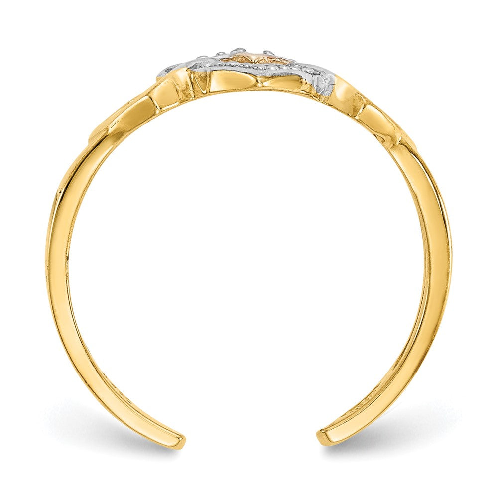 10k Rhodium Diamond Heart Toe Ring