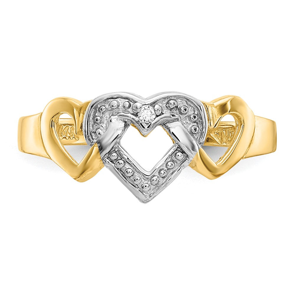 10k Rhodium Diamond Heart Toe Ring