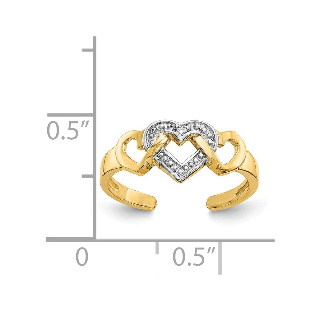 14k Rhodium Diamond Heart Toe Ring