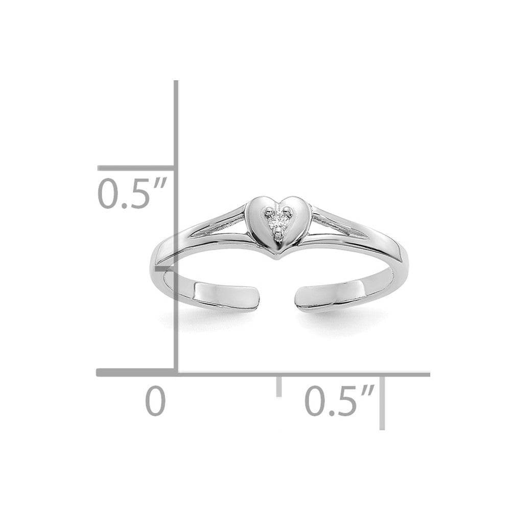10K White Gold .01ct Diamond Heart Toe Ring