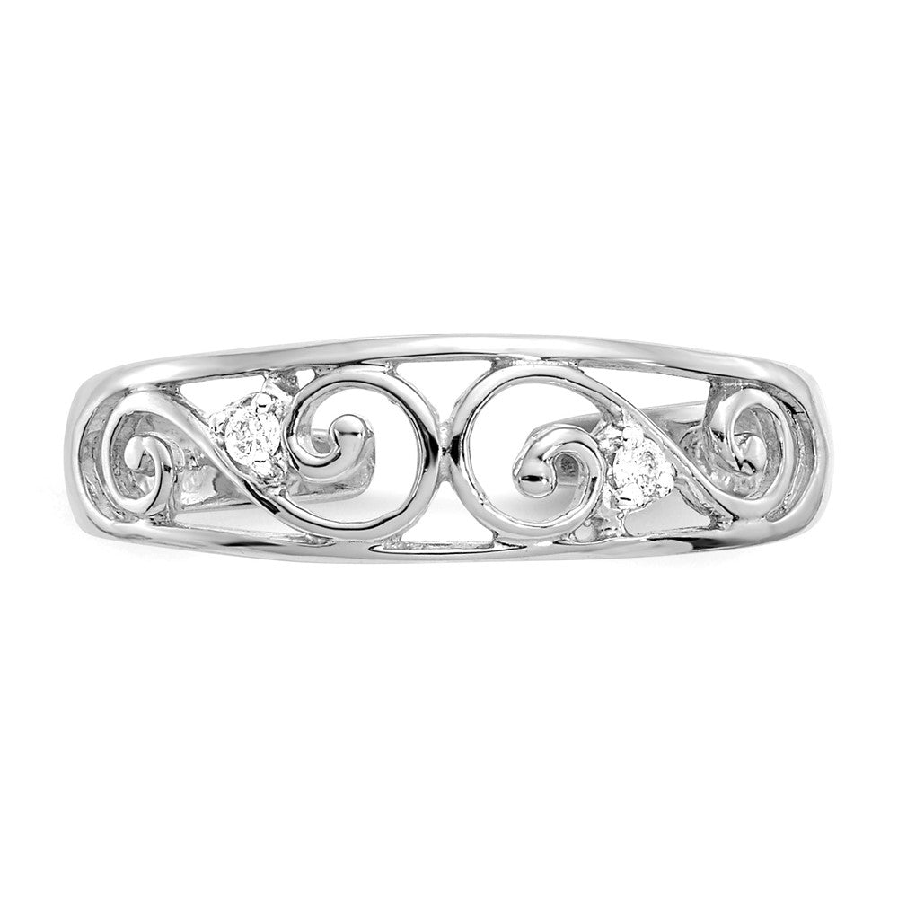14k White Gold .02ct Diamond Scroll Toe Ring