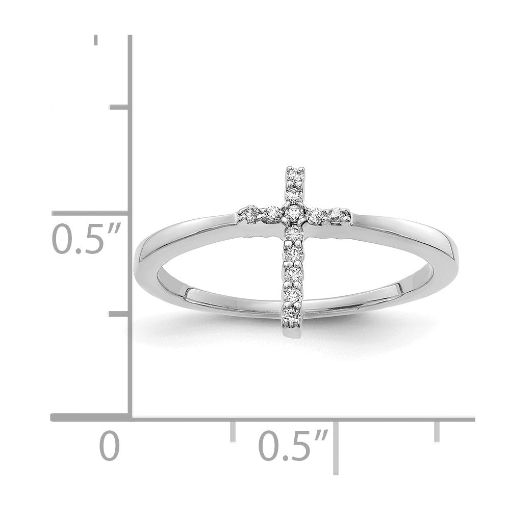 14k White Gold Diamond Cross Ring