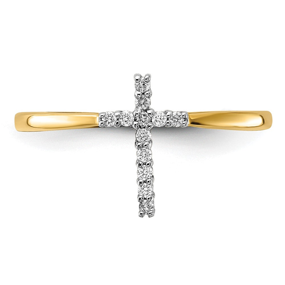 14k Yellow Gold Diamond Cross Ring