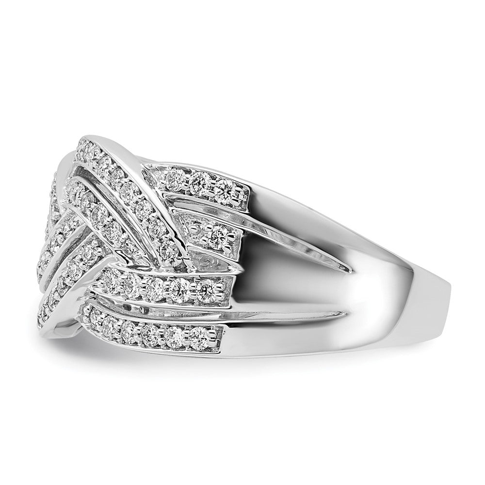 14k White Gold Woven Diamond Ring