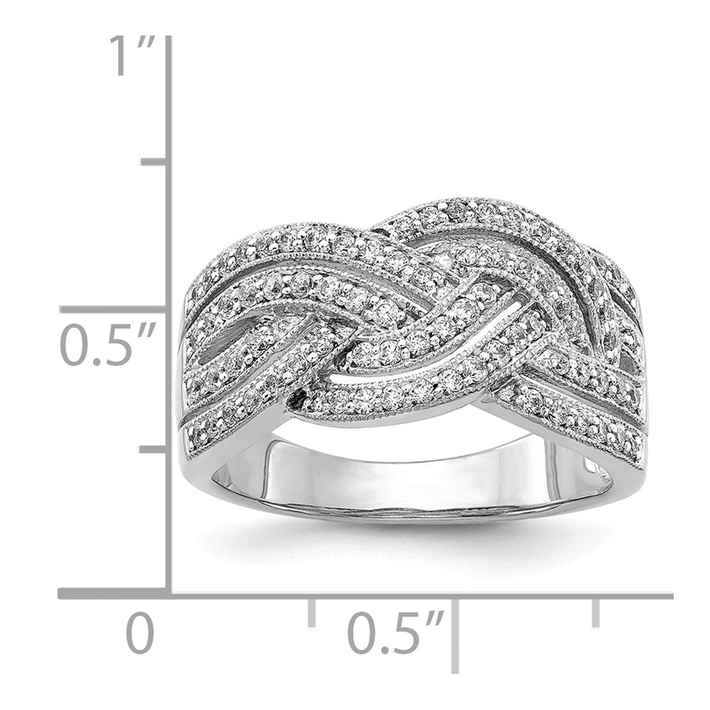 14k White Gold Woven Diamond Ring