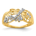 14k Rhodium Diamond Dragonfly Ring