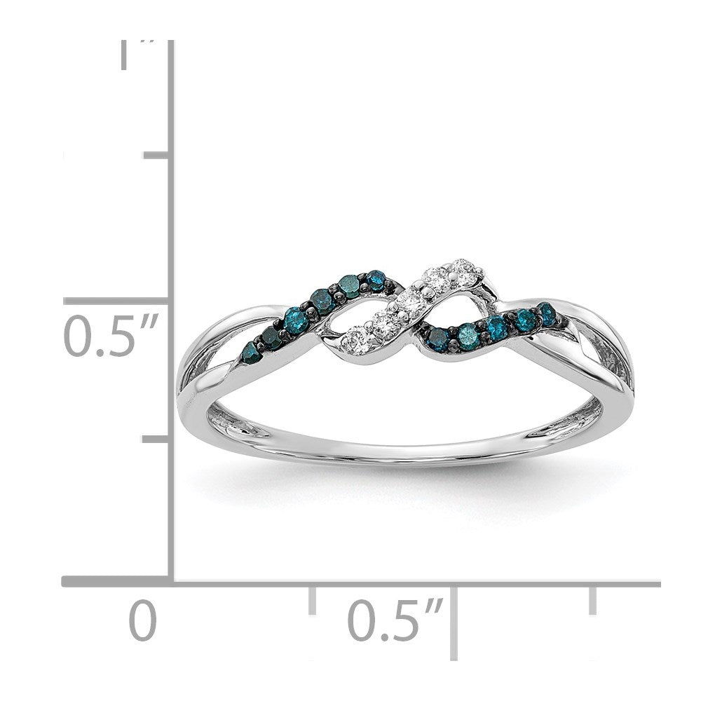 14k White Gold w/ Blue and White Diamond Twist Ring