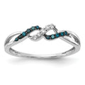 14k White Gold w/ Blue and White Diamond Twist Ring