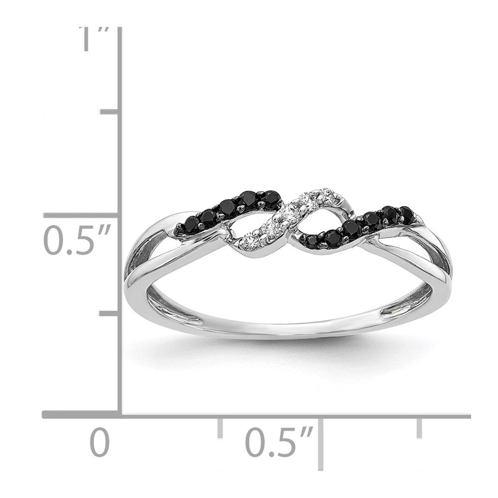 14k White Gold w/ Black and White Diamond Twist Ring