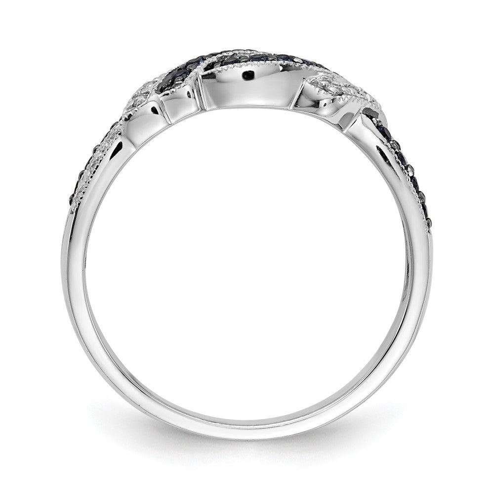14k White Gold w/Black Rhodium White and Blue Diamond Ring
