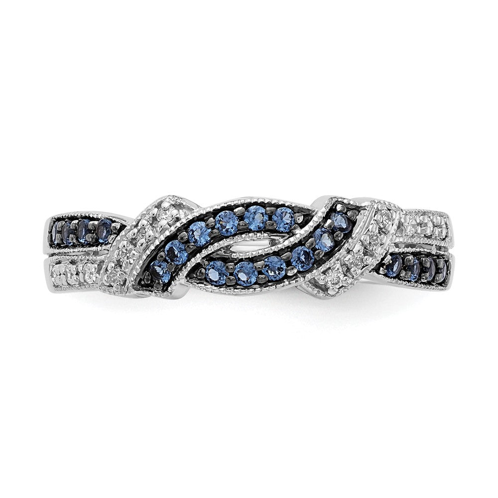 14k White Gold w/Black Rhodium White and Blue Diamond Ring