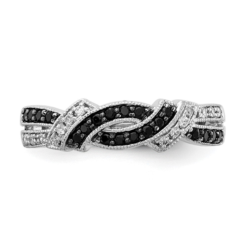 14k White Gold w/Black Rhodium White and Black Diamond Ring