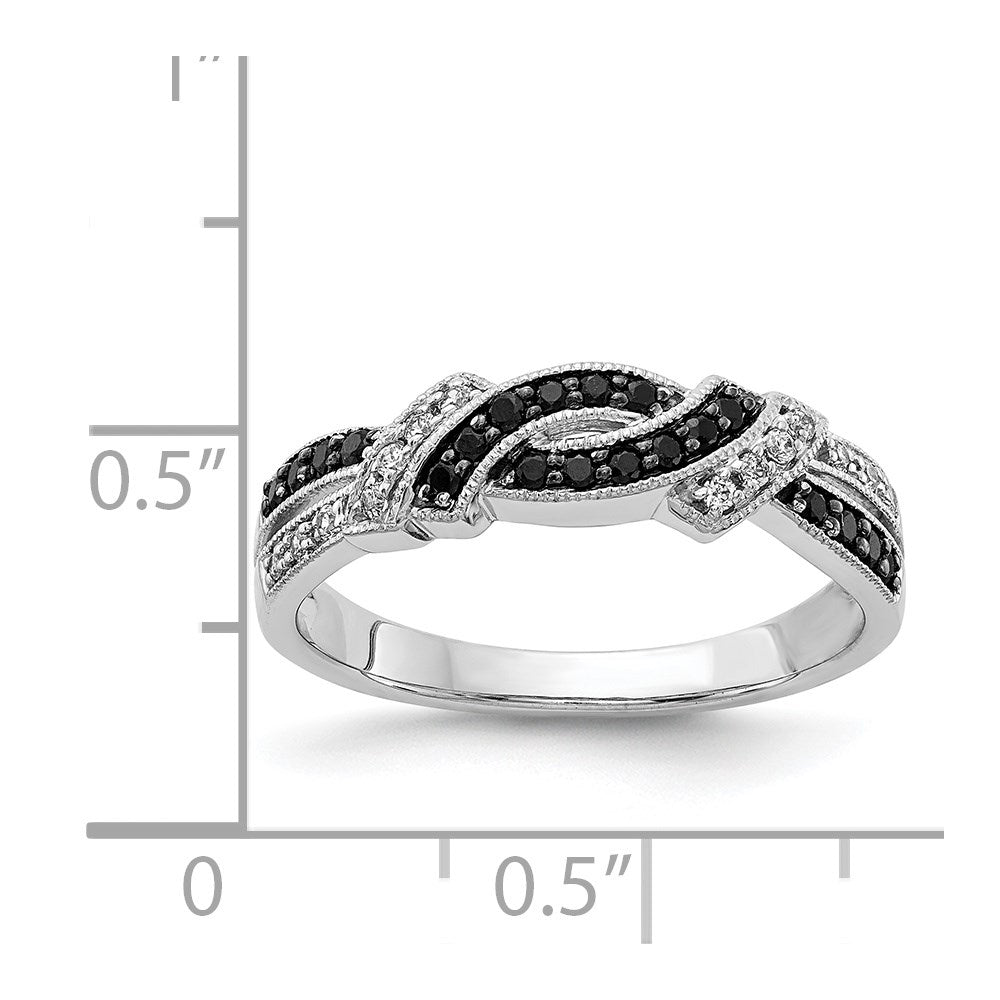 14k White Gold w/Black Rhodium White and Black Diamond Ring
