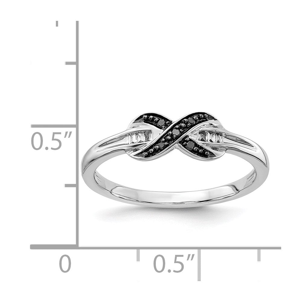 14k White Gold Black and White Diamond X-Ring
